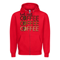 Red but first coffee coffee coffee Zipper Hoodie - BarkalooDesign