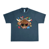 Midnight Navy autism awareness cow Urban Heavy Tee - MaliasSmallBusiness