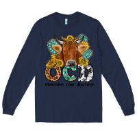 Navy obsessive cow disorder Long Sleeve Tee - NancyCooperArtShop