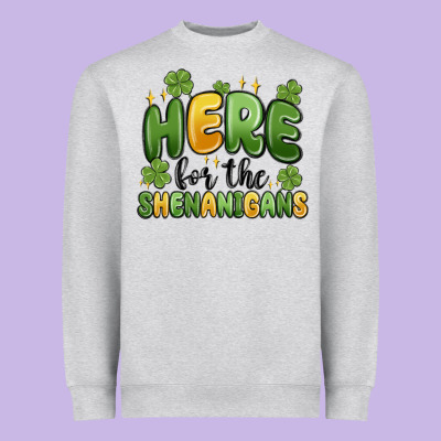 Here For The Shenanigans Heavyweight Sweatshirt Designed By Maliassmallbusiness