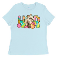 Baby Blue Hop Rabbit Easter Ladies Tee - Neo Western