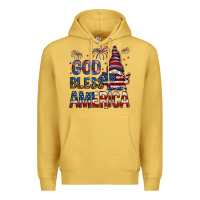 Antique Gold God Bless America with gnome 4th of july Premium Hoodie - HowdyJamesFarm