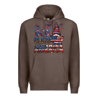 Coffee God Bless America with gnome 4th of july Premium Hoodie - HowdyJamesFarm