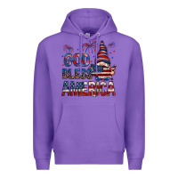 Purple God Bless America with gnome 4th of july Premium Hoodie - HowdyJamesFarm