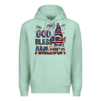 Seafoam God Bless America with gnome 4th of july Premium Hoodie - HowdyJamesFarm