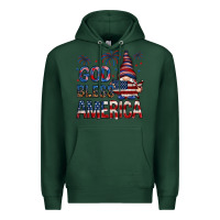 Sports Green God Bless America with gnome 4th of july Premium Hoodie - HowdyJamesFarm