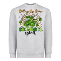 Heather Grey rolling up some shamrock spirit Heavyweight Sweatshirt - MaliasSmallBusiness