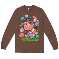 Chestnut little cute cow Long Sleeve Tee - NancyCooperArtShop