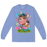 Colony Blue little cute cow Long Sleeve Tee - NancyCooperArtShop