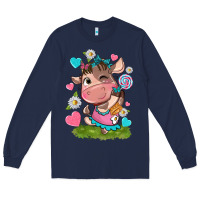 Navy little cute cow Long Sleeve Tee - NancyCooperArtShop