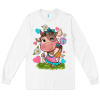 White little cute cow Long Sleeve Tee - NancyCooperArtShop