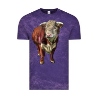 Cloud Purple hereford bull face Vintage Tee - LillyAllenDesigns