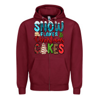Burgundy snow flakes and Christmas cakes Zipper Hoodie - Jasminsmagicworld