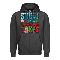 Charcoal Heather snow flakes and Christmas cakes Zipper Hoodie - Jasminsmagicworld
