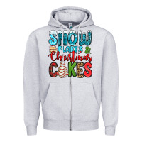 Heather Grey snow flakes and Christmas cakes Zipper Hoodie - Jasminsmagicworld
