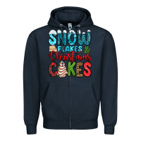 Navy snow flakes and Christmas cakes Zipper Hoodie - Jasminsmagicworld