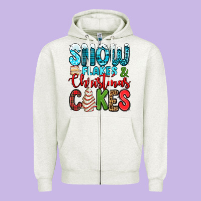 Snow Flakes And Christmas Cakes Zipper Hoodie Designed By Jasminsmagicworld