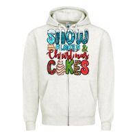 Oatmeal Heather snow flakes and Christmas cakes Zipper Hoodie - Jasminsmagicworld