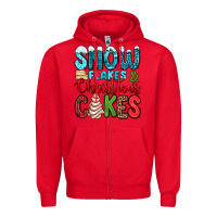 Red snow flakes and Christmas cakes Zipper Hoodie - Jasminsmagicworld