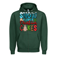 Sports Green snow flakes and Christmas cakes Zipper Hoodie - Jasminsmagicworld
