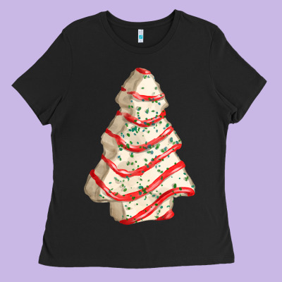 White Christmas Cake Ladies Tee Designed By Fadigitalartstudio