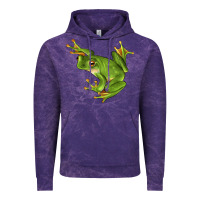 Cloud Purple White Lipped Tree Frog Illustrations Vintage Hoodie - LillyAllenDesigns