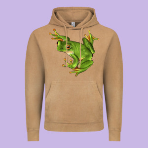 White Lipped Tree Frog Illustrations Vintage Hoodie Designed By Lillyallendesigns