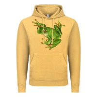 Vintage Mustard White Lipped Tree Frog Illustrations Vintage Hoodie - LillyAllenDesigns