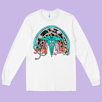 Nurse Rainbow Long Sleeve Tee Designed By Nancycooperartshop