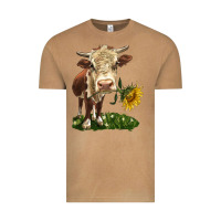 Vintage Camel hereford heifer with sunflower Vintage Tee - LillyAllenDesigns