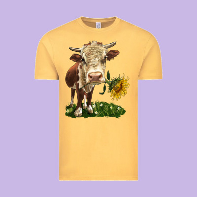 Hereford Heifer With Sunflower Vintage Tee Designed By Lillyallendesigns