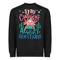 Black stay curious and axolotl questions Heavyweight Sweatshirt - MaliasSmallBusiness