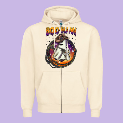 Boo Haw Zipper Hoodie Designed By Barkaloodesign