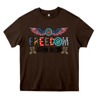 Chocolate Brown freedom john Heavy Core Tee - CowhideDigitalArt