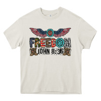 Cream freedom john Heavy Core Tee - CowhideDigitalArt