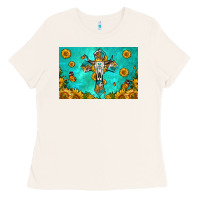 Bone bull skull cross skinny metal can holder Ladies Tee - HRA Design Shop