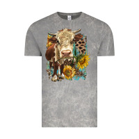 Cloud Rock Hereford heifer with sunflower and leopard Vintage Tee - LillyAllenDesigns