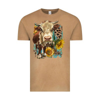 Vintage Camel Hereford heifer with sunflower and leopard Vintage Tee - LillyAllenDesigns