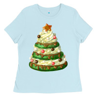 Baby Blue white christmas cookie cake Ladies Tee - FaDigitalArtStudio