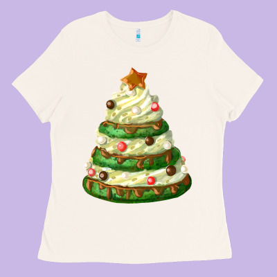 White Christmas Cookie Cake Ladies Tee Designed By Fadigitalartstudio