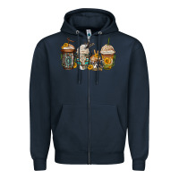 Navy bull skull western coffee cups Zipper Hoodie - Jasminsmagicworld