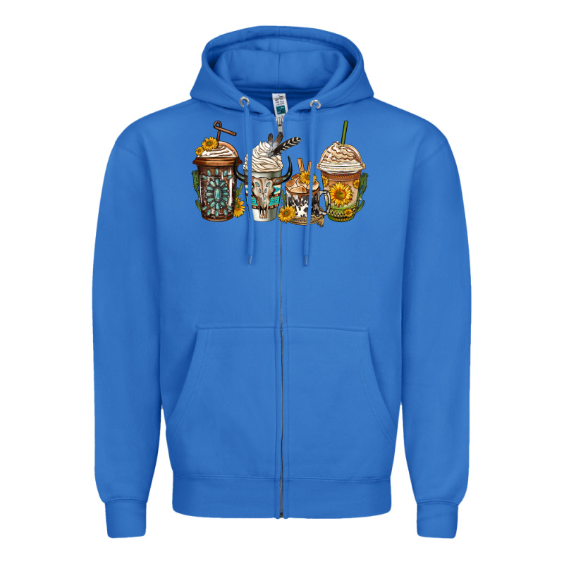 Bull Skull Western Coffee Cups Zipper Hoodie by Jasminsmagicworld | Teevron
