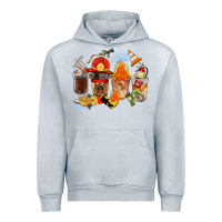 Heather Grey Firefighter Coffee Cups Urban Hoodie - FaDigitalArtStudio