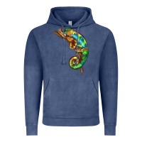 Vintage Denim Chameleon Lizard Illustrations Vintage Hoodie - LillyAllenDesigns