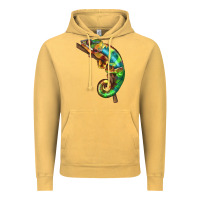 Vintage Mustard Chameleon Lizard Illustrations Vintage Hoodie - LillyAllenDesigns