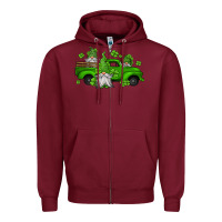 Burgundy st patrick's gnomes farm truck Zipper Hoodie - Jasminsmagicworld