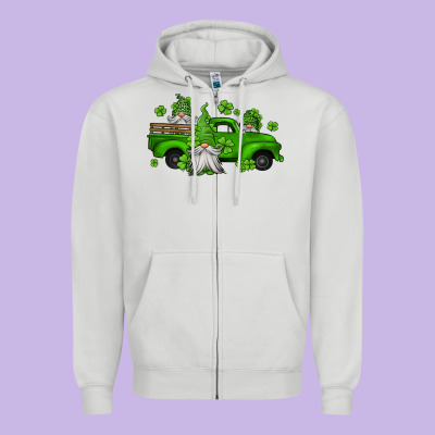 St Patrick's Gnomes Farm Truck Zipper Hoodie Designed By Jasminsmagicworld