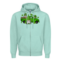 Seafoam st patrick's gnomes farm truck Zipper Hoodie - Jasminsmagicworld