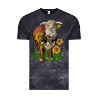 Cloud Black hereford bull with sunflowers Vintage Tee - LillyAllenDesigns