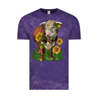 Cloud Purple hereford bull with sunflowers Vintage Tee - LillyAllenDesigns